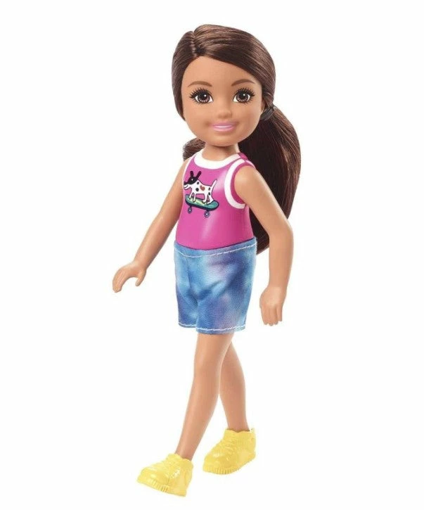 BARBIE CLUB CHELSEA DOLL DOG RIDING SKATEBOARD SINGLET