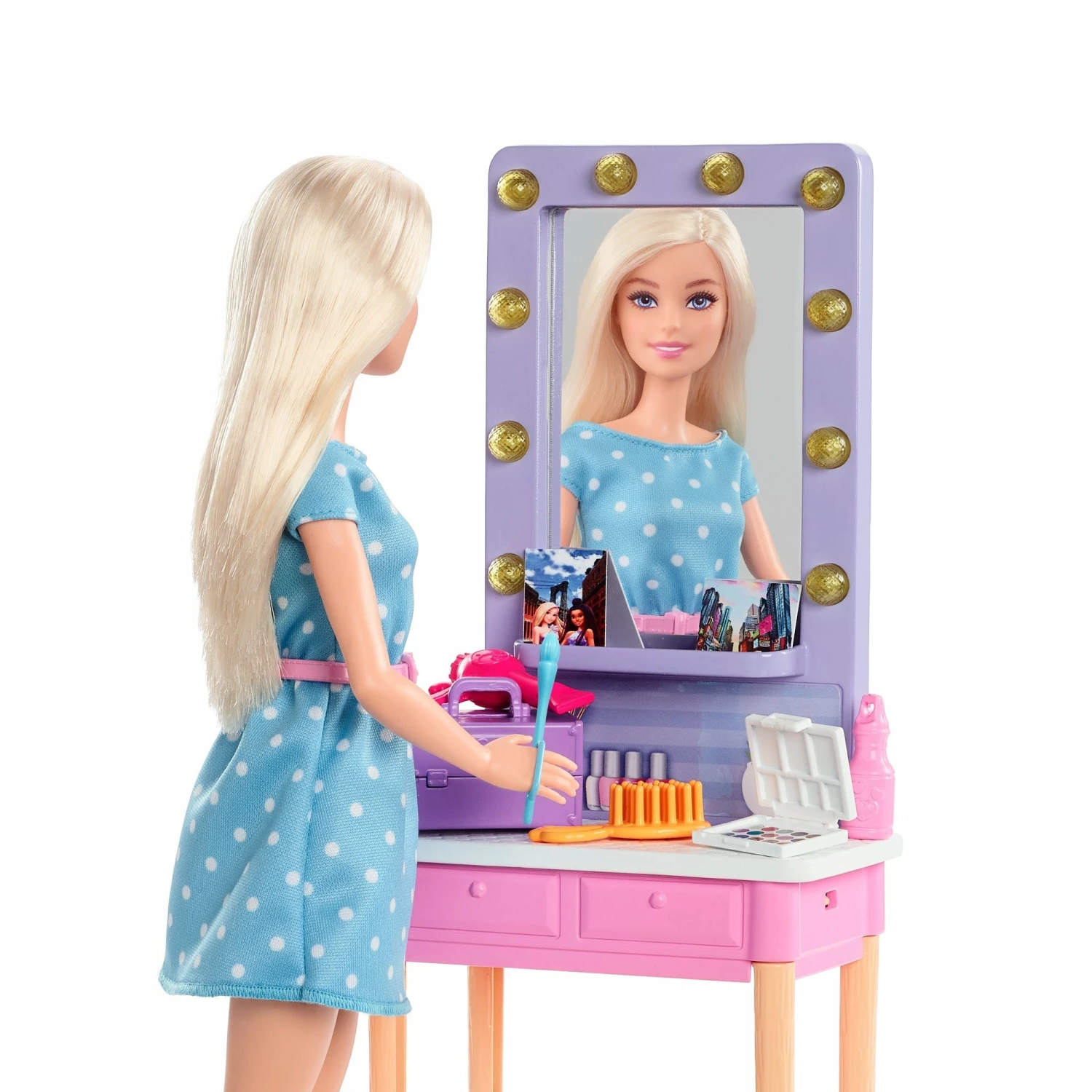 BARBIE BIG CITY BIG DREAMS PLAYSET AND DOLL MALIBU VANITY - Image 3