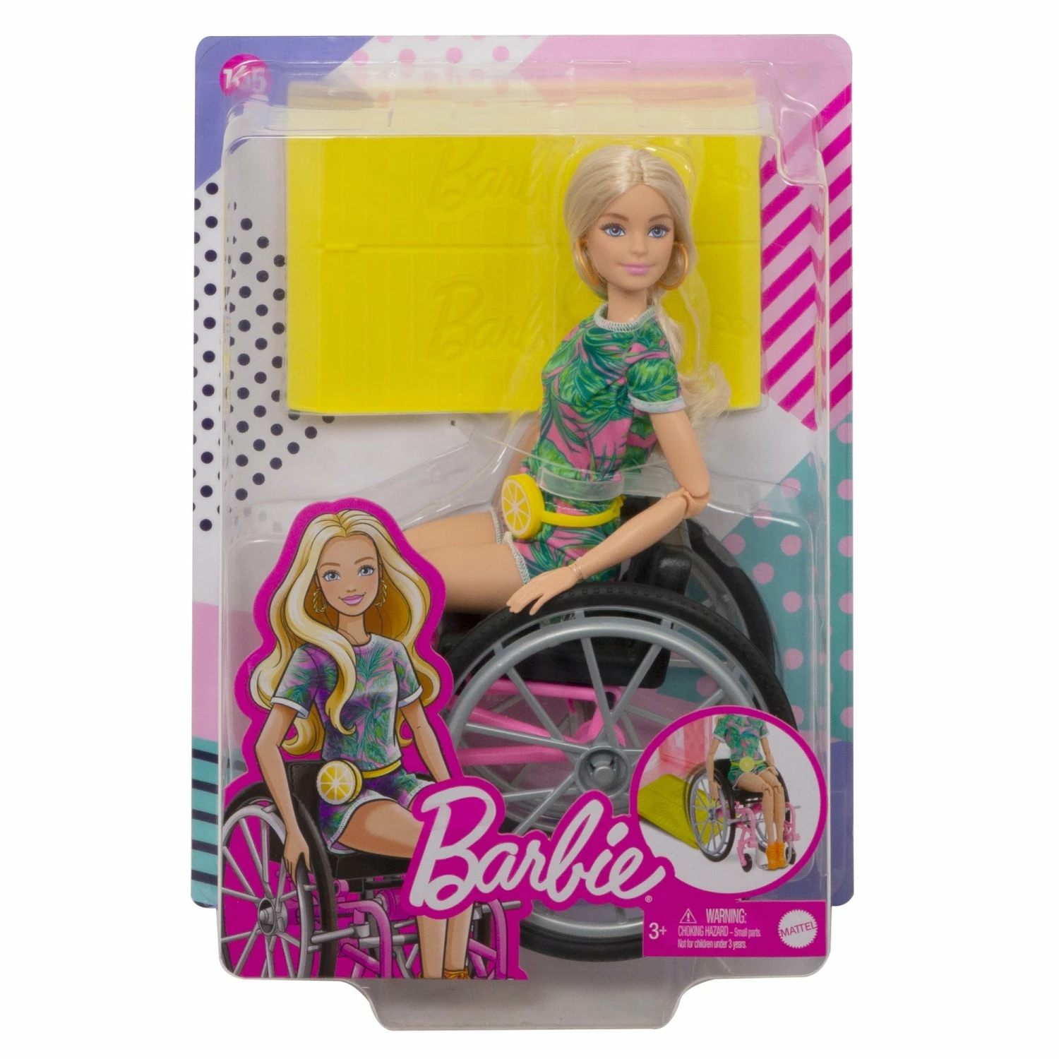 BARBIE FASHIONISTA DOLL #165 WITH WHEELCHAIR AND LONG BLONDE HAIR