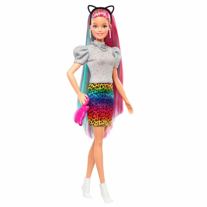 BARBIE LEOPARD RAINBOW HAIR DOLL WITH COLOUR CHANGE FEATURE - Image 2