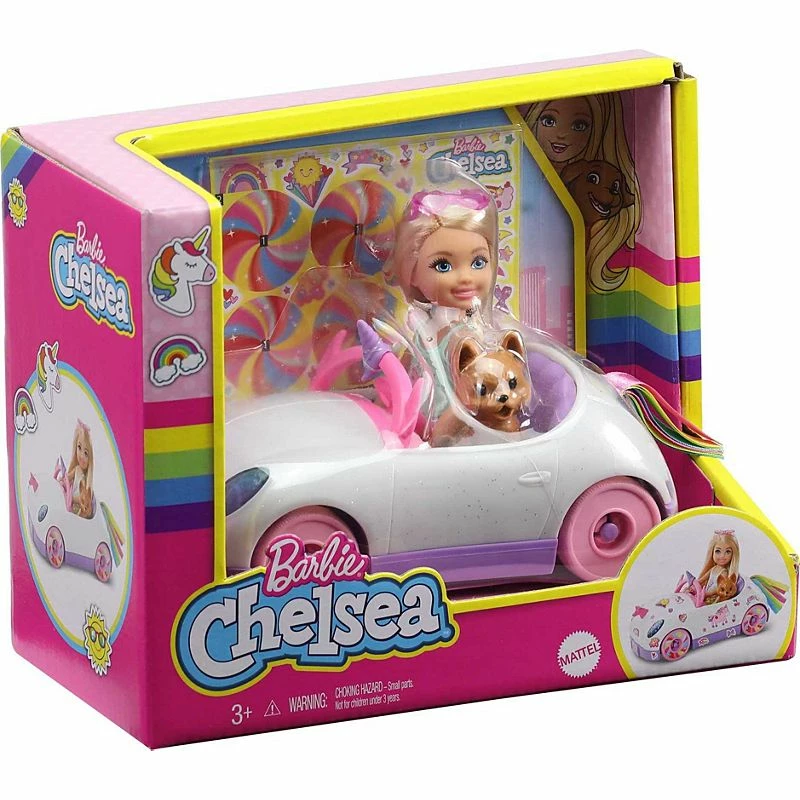 BARBIE CHELSEA DOLL & UNICORN CAR