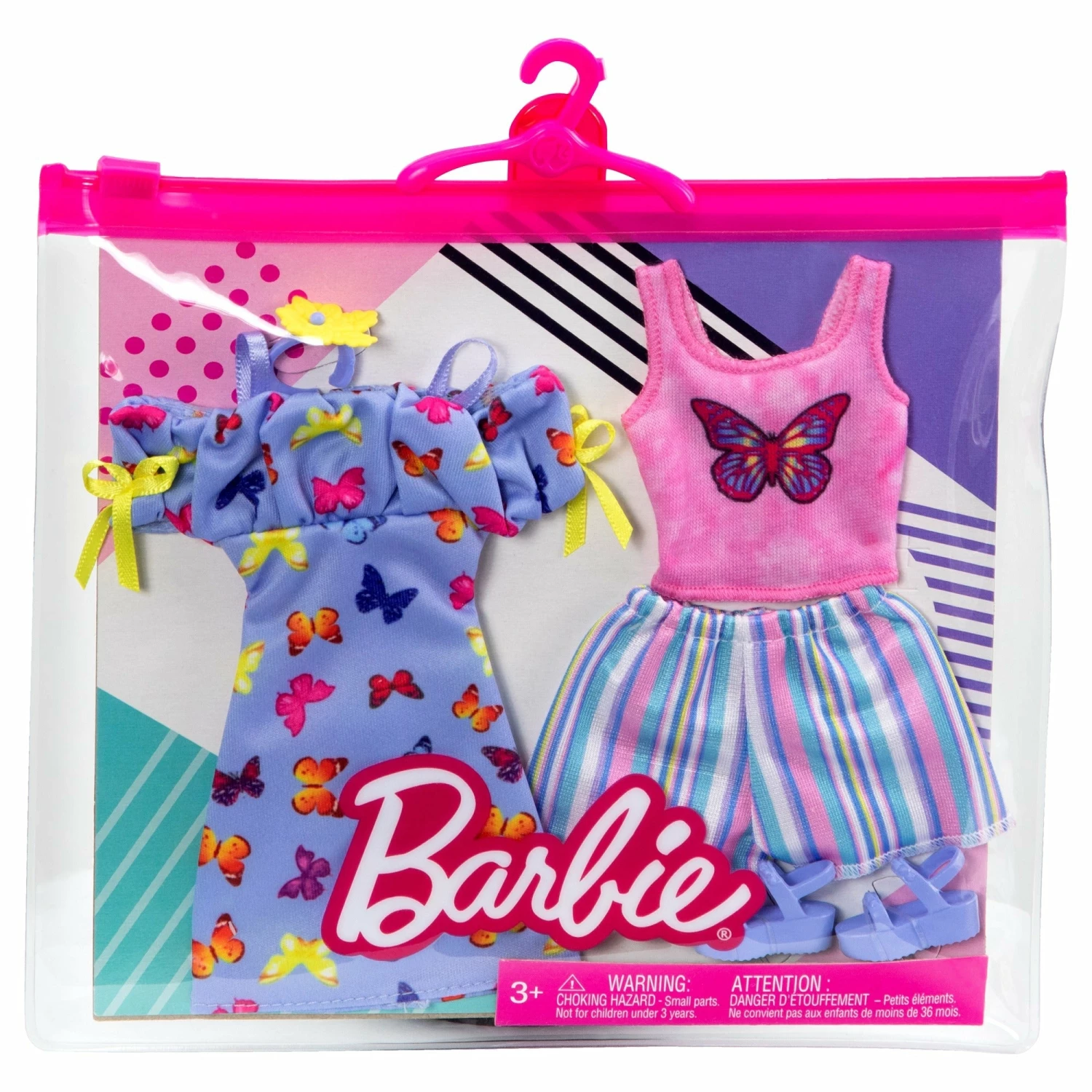 BARBIE FASHIONS 2 PACK BUTTERFLY DRESS AND PINK TOP